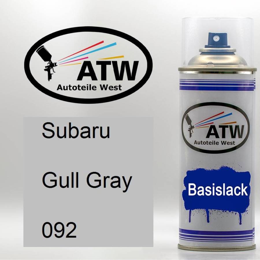 Subaru, Gull Gray, 092: 400ml Sprühdose, von ATW Autoteile West.